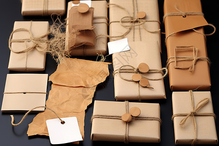 蝴蝶结纸盒礼品包装与纸制艺术背景