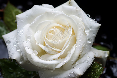 沾满露水的白玫瑰图片
