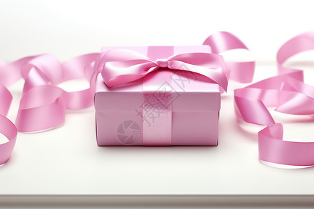 粉色丝带装饰的礼盒背景图片