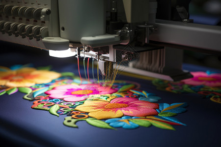 纺织工厂的刺绣艺术高清图片