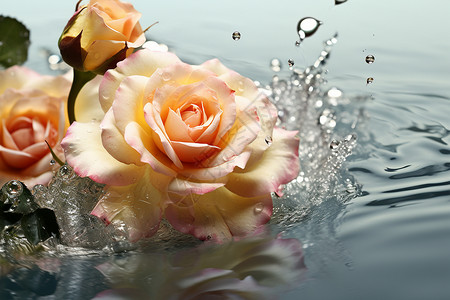 水上飘浮的一束玫瑰图片