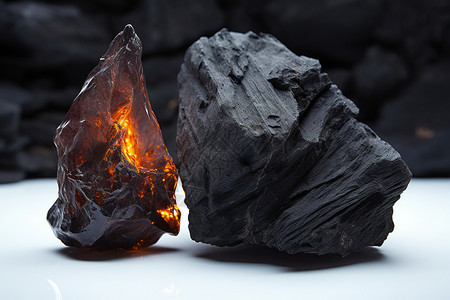 火岩石煤炭燃烧的火焰背景