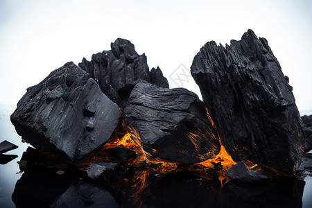 堆石木炭燃烧的火焰背景