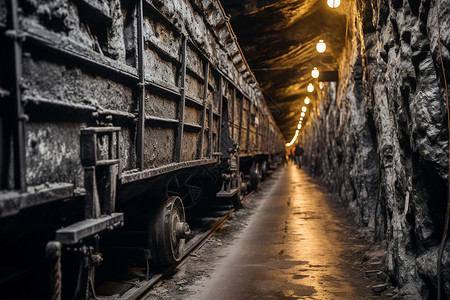 深邃的煤矿地下高清图片