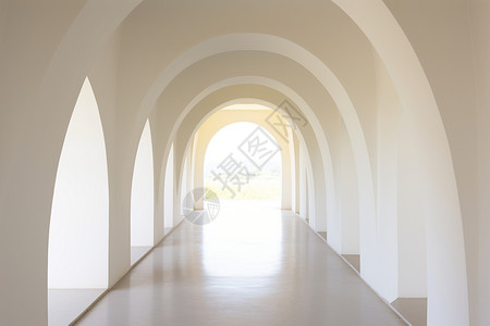 空旷的拱门走廊背景图片