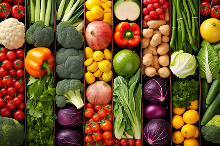 蔬菜排列拼贴的鲜果蔬菜背景