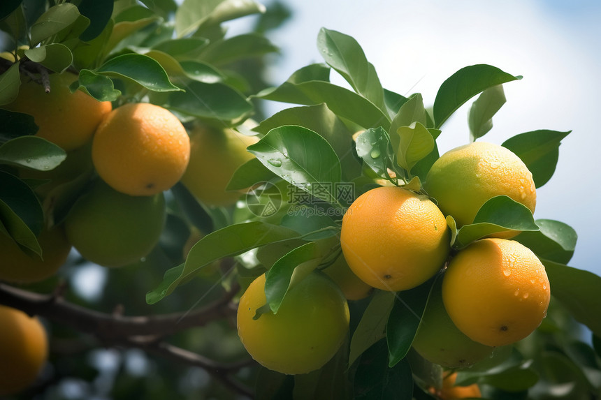 成熟的柑橘树图片