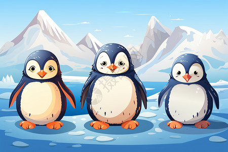 三只企鹅背景图片