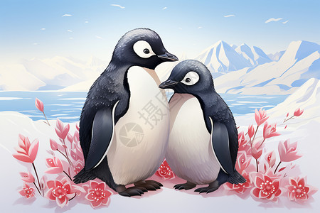 温馨场景的企鹅背景图片