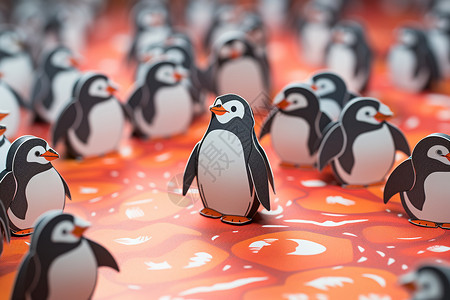 打伞的小企鹅企鹅狂欢派对设计图片