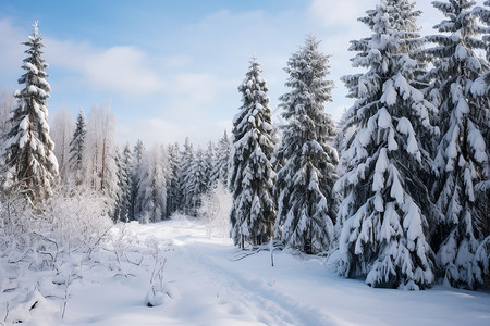 冬日公园雪景背景图片