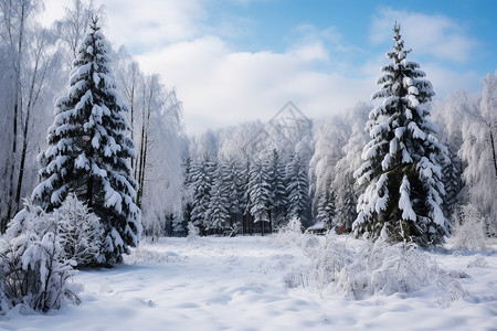 圣诞风景白雪皑皑的公园背景