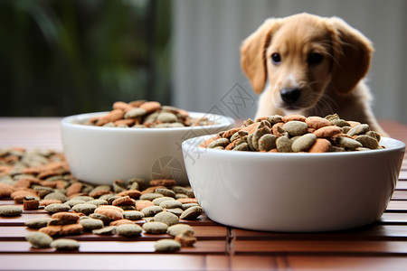 宠物喂养快乐的小狗享用零食背景