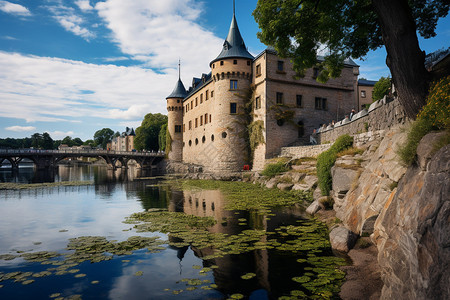 古老的欧式城堡背景图片