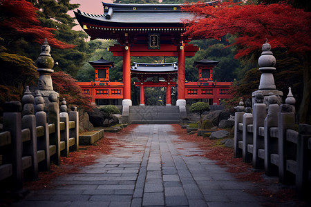 红色鸟屋日本的鸟屋神社背景