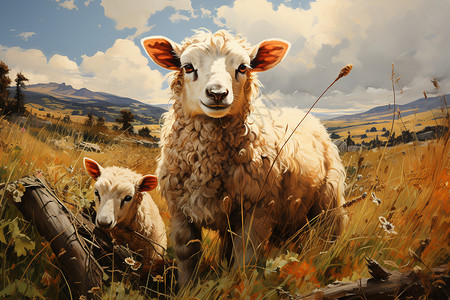 田园中的绵羊图片