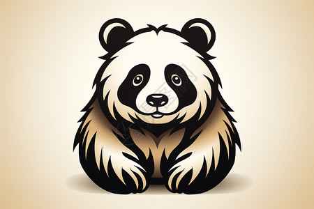 简洁线条扁平的熊猫插图图片