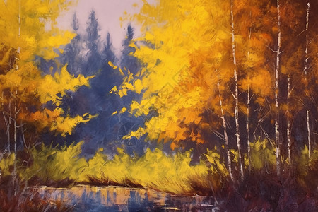 秋日森林的抽象风景背景图片