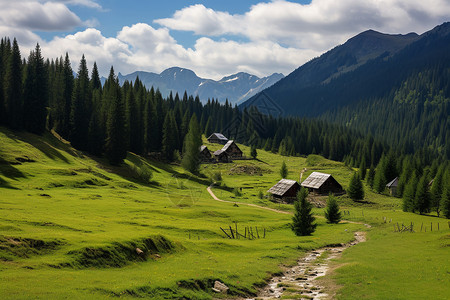 美丽的森林山谷景观图片