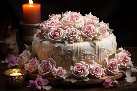幸福甜蜜的玫瑰蛋糕图片