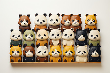 简约韩系小插图简约线性的熊猫图标插画