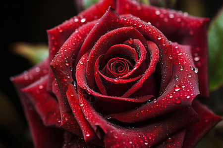 水滴点缀的红玫瑰背景图片