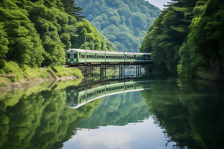 火车穿越山间交通的火车列车背景