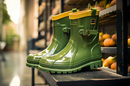 绿色的园丁靴子高清图片