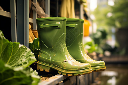 农业安全园林工作的园丁靴子背景