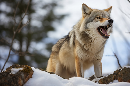 野生狼肉食动物的孤狼背景