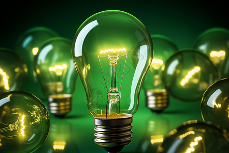 绿色创新的灯泡概念图背景图片