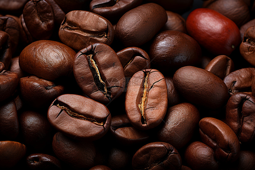 浓厚香醇的咖啡豆图片