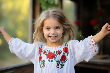 传统服饰的乌克兰小女孩图片
