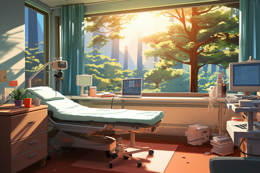 阳光下安静的病房插图图片