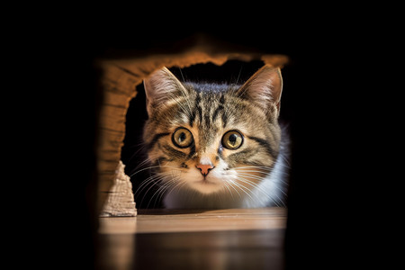 墙洞洞外好奇的小猫背景