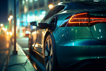 街头充电的新能源汽车图片