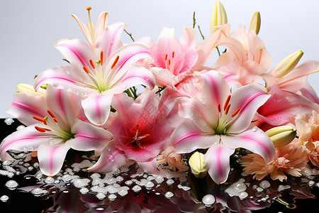粉色百合花桌面优雅的百合花花束背景