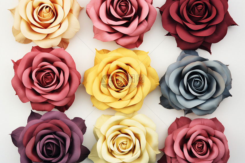 颜色各异的玫瑰花朵图片