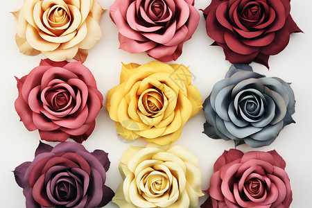 颜色各异的玫瑰花朵背景图片