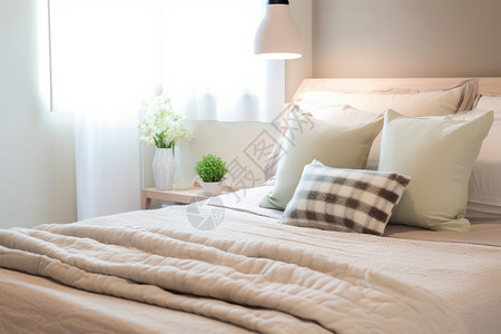 温暖的现代卧室装修场景背景图片