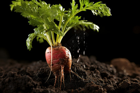 土壤中生长的萝卜图片