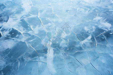 寒冷的冬季冰面裂开高清图片