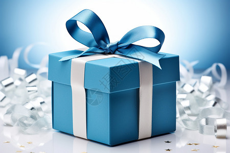 精美包装的蓝色礼物背景图片