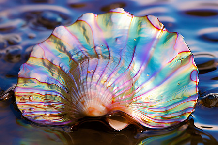 闪亮的浮动璀璨美丽的贝壳背景
