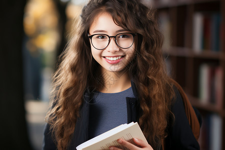 图书馆中学习的女大学生图片