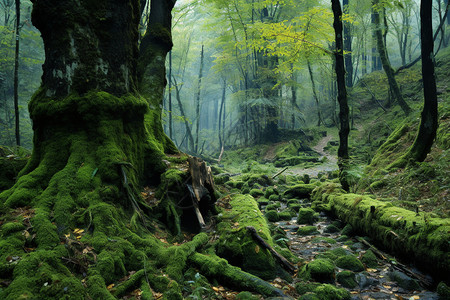 覆盖森林的苔藓图片