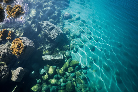 海底的自然礁石背景图片