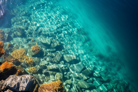 海底的自然岩石背景图片