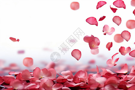 空中玫瑰地面上洒落的花瓣背景