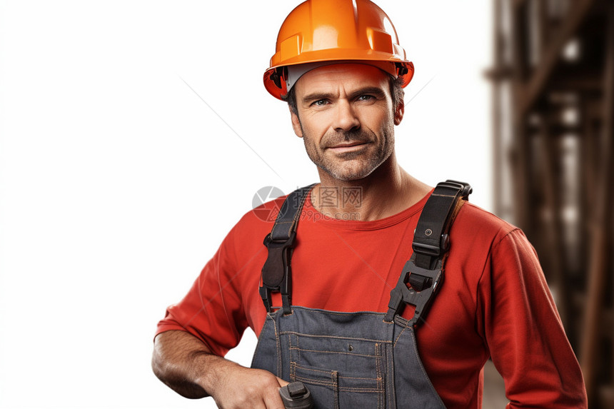 戴着帽子的男性工人图片